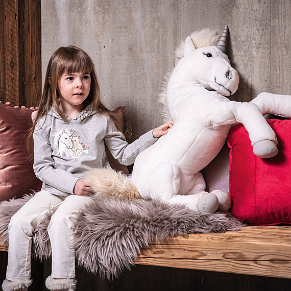 Knuffel Eenhoorn Starly Schlenker - Wit Liggend - 70 Cm