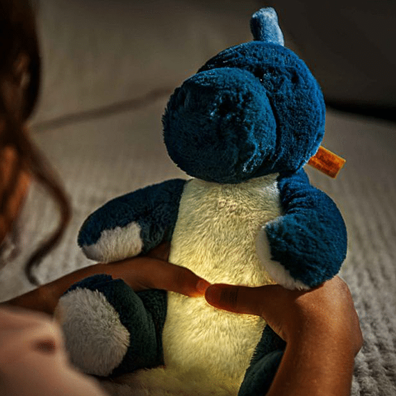 Knuffel Dino Met Lampje - Light At Night Spott Stegosaurus Light Blue - 28 Cm