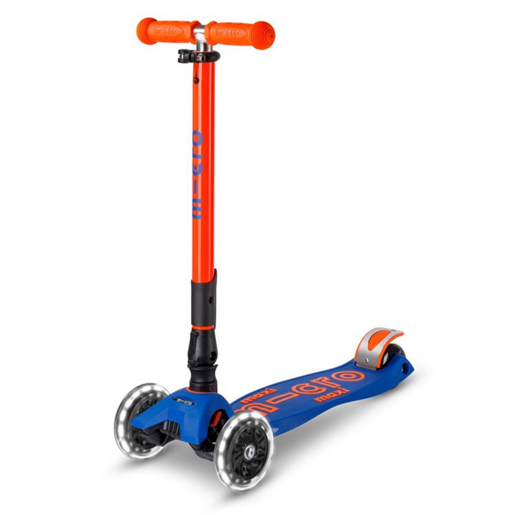 Step Maxi Micro foldable LED Blue Orange Neon - 5 tot 12 jaar - Steppen Micro Mobility - In den Olifant