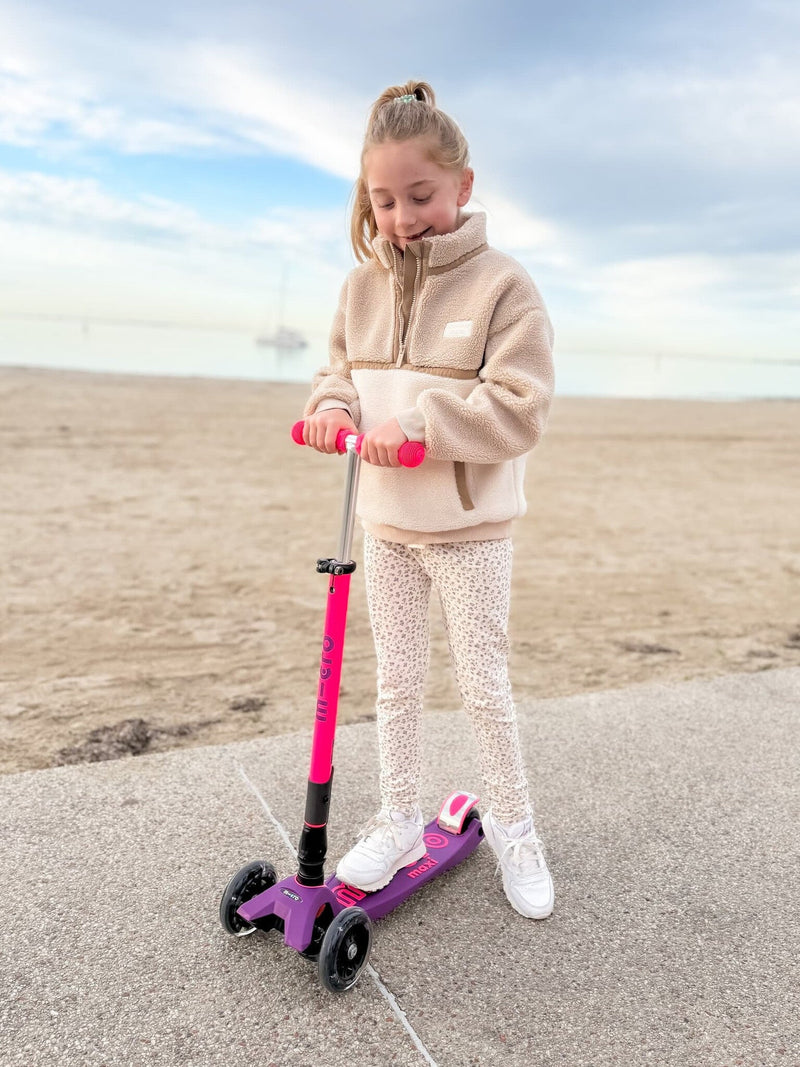 Step Maxi Micro foldable LED Purple Pink Neon - 5 tot 12 jaar - Steppen Micro Mobility - In den Olifant