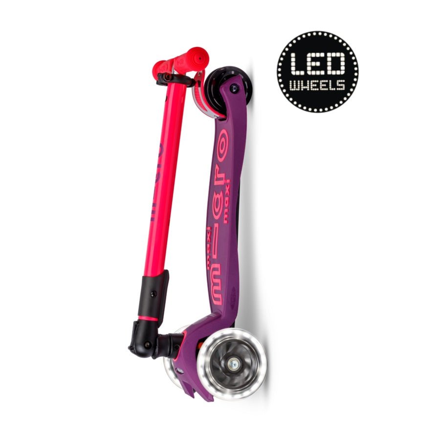 Step Maxi Micro foldable LED Purple Pink Neon - 5 tot 12 jaar - Steppen Micro Mobility - In den Olifant