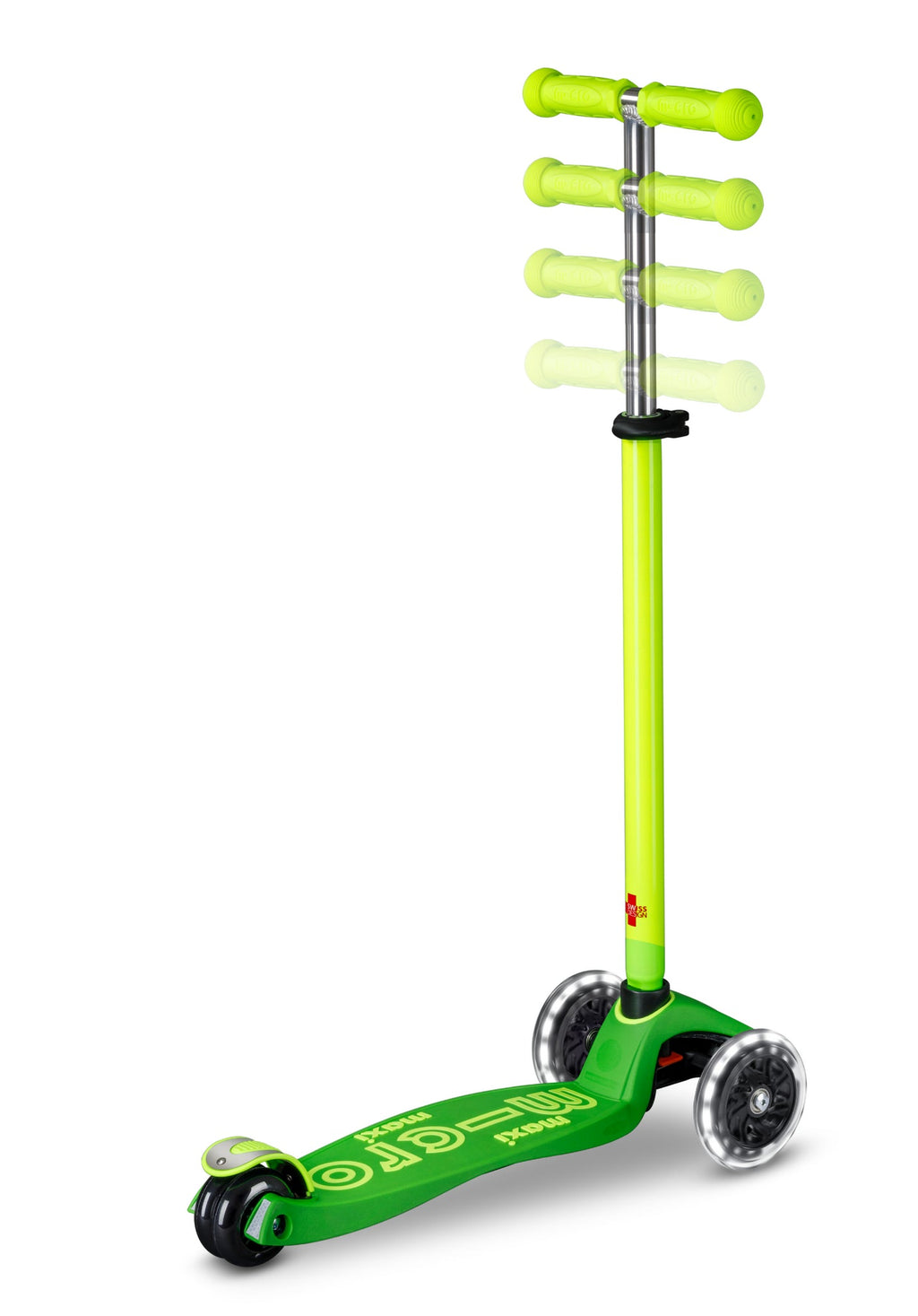 Step met 3 wielen Maxi Micro Deluxe LED groen geel neon - 5 tot 12 jaar - Steppen Micro Mobility - In den Olifant