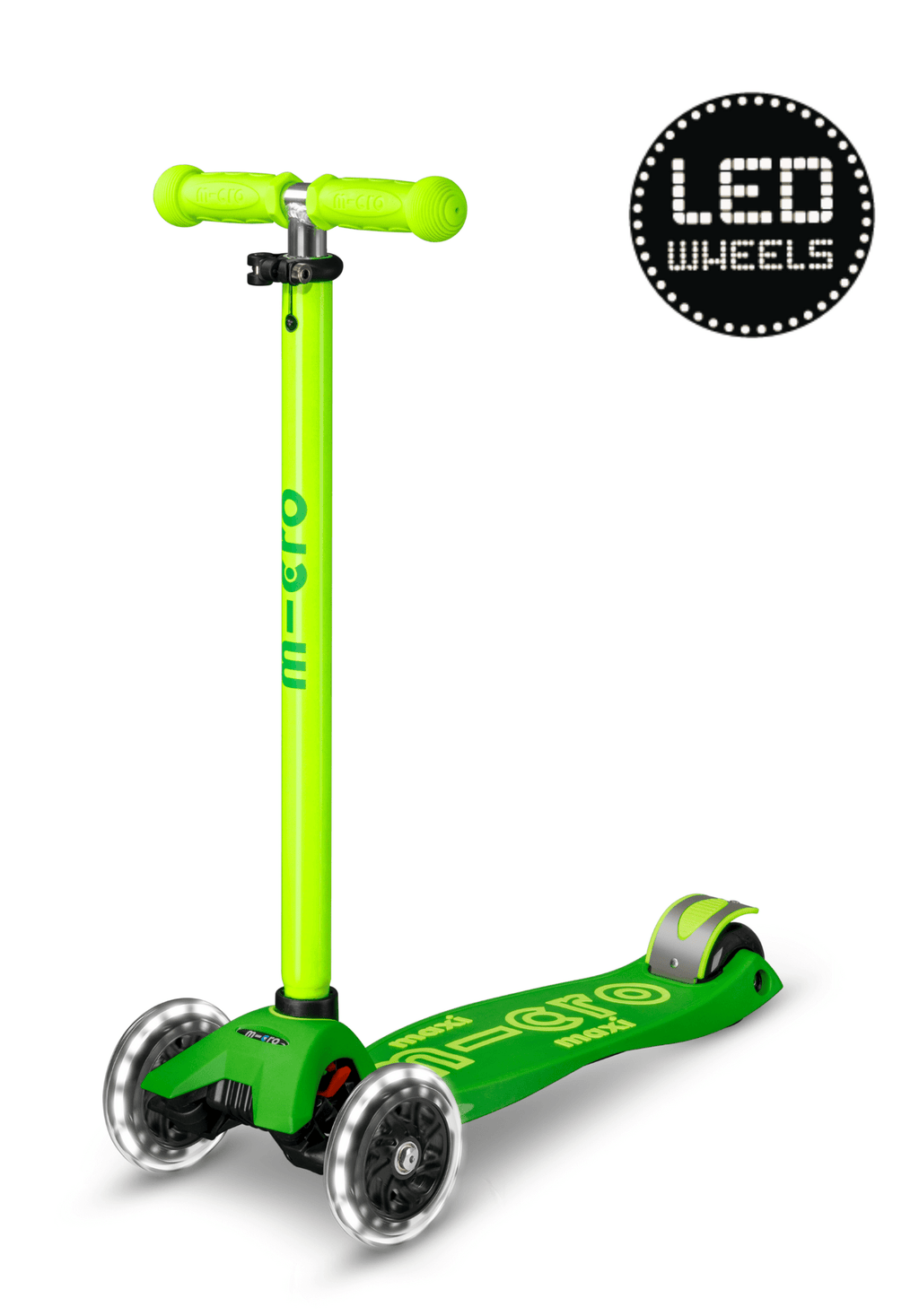 Step met 3 wielen Maxi Micro Deluxe LED groen geel neon - 5 tot 12 jaar - Steppen Micro Mobility - In den Olifant