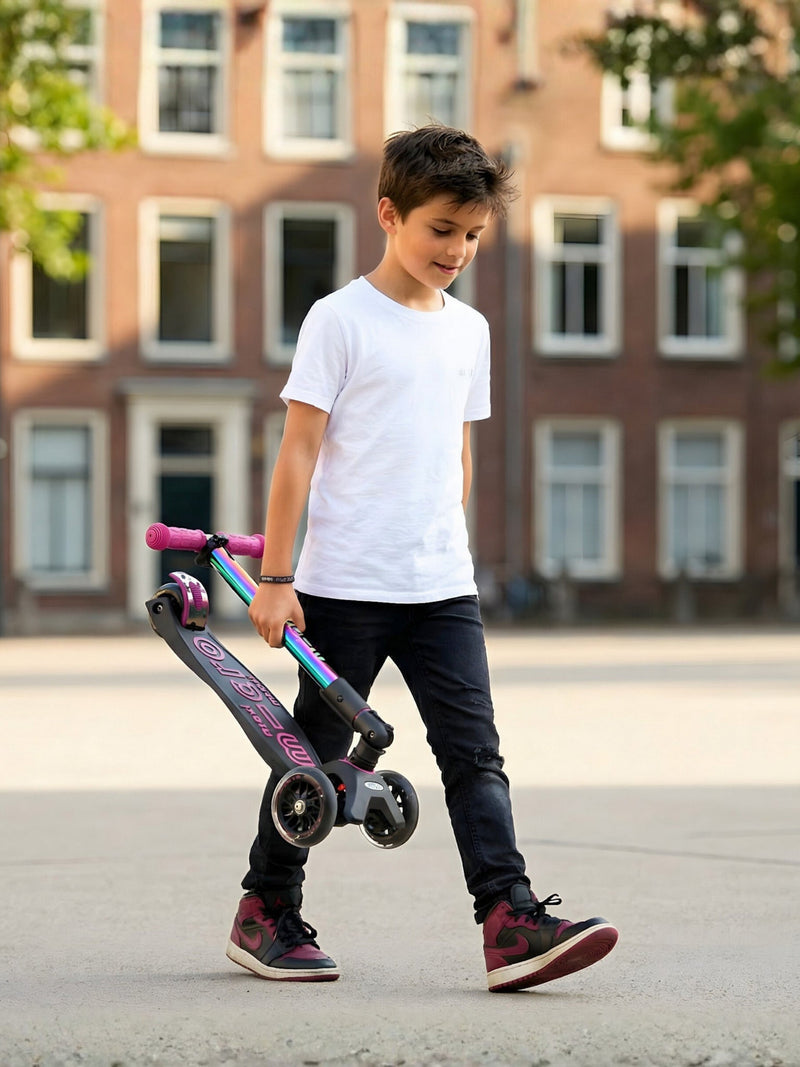 Step met 3 wielen Maxi Micro Foldable LED Neochrome paars - 5 tot 12 jaar - Steppen Micro Mobility - In den Olifant