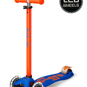 Step op 3 wielen Maxi Micro Deluxe LED blauw oranje neon - 5 tot 12 jaar - Steppen Micro Mobility - In den Olifant