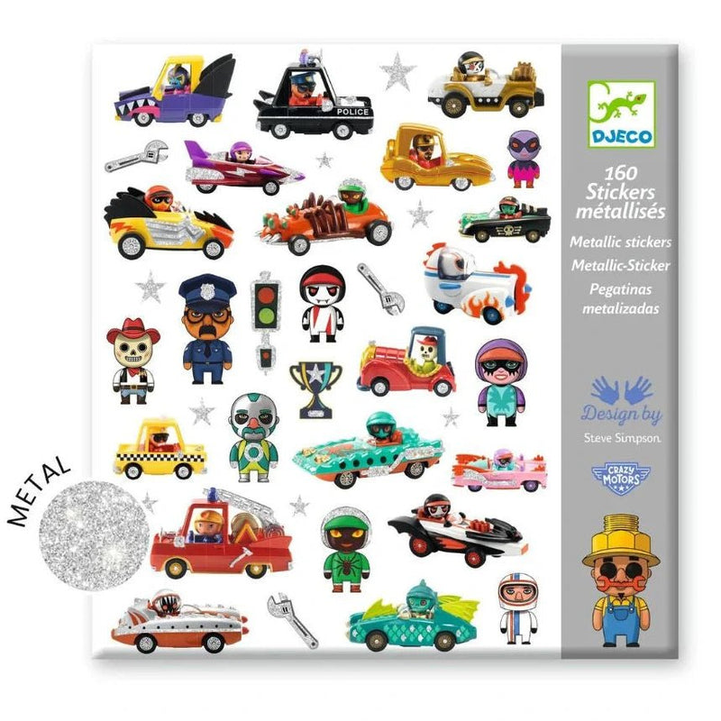Stickers De wereld van Crazy Motors - set van 160 - Stickers en stickersets Djeco - In den Olifant