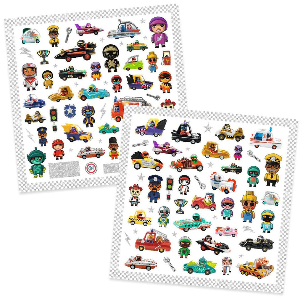 Stickers De wereld van Crazy Motors - set van 160 - Stickers en stickersets Djeco - In den Olifant