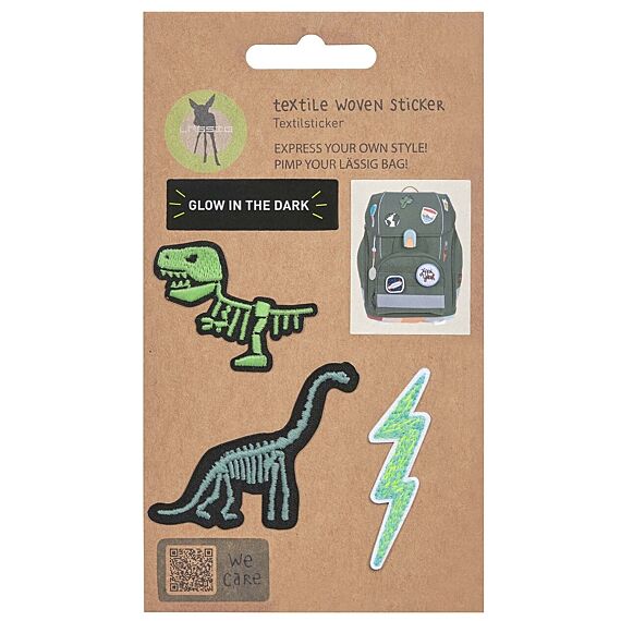 Stoffen Stickers Textile Woven Sticker Stick On Dino | Set Van 3