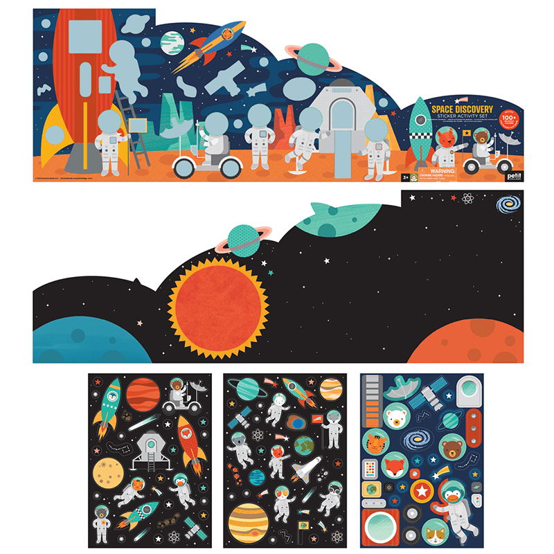 Stickerset met 100+ herbruikbare stickers - Space Discovery - Stickeren Petit Collage - In den Olifant