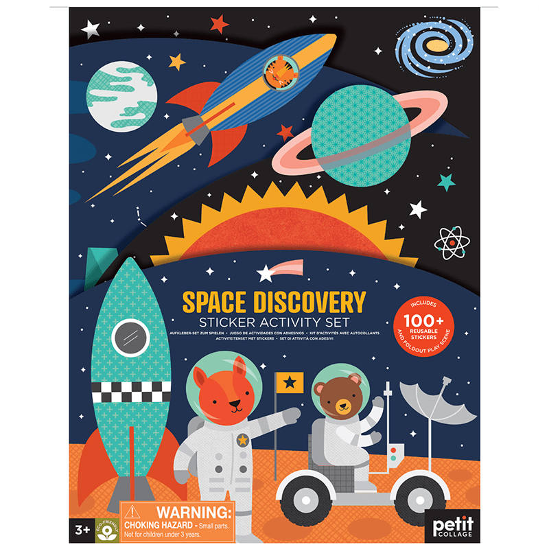 Stickerset met 100+ herbruikbare stickers - Space Discovery - Stickeren Petit Collage - In den Olifant