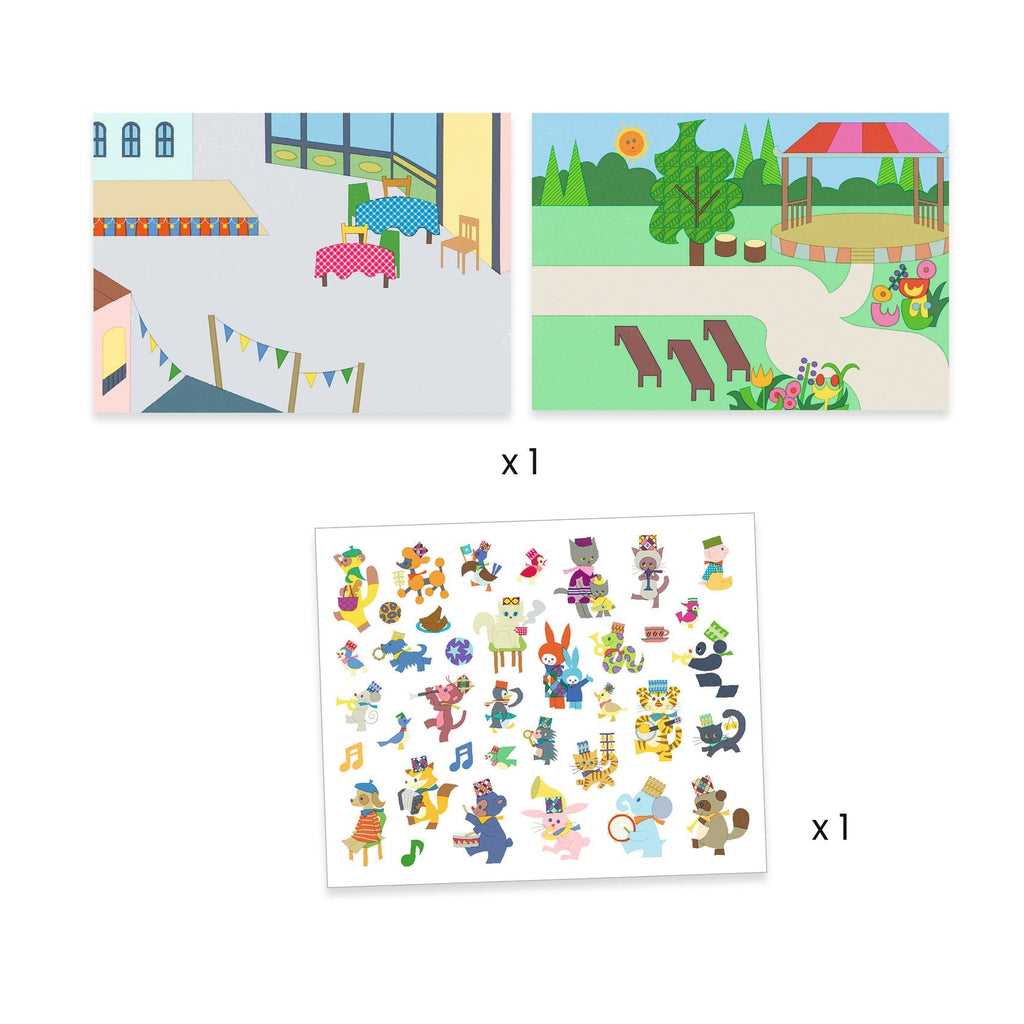 Stickerset met herbruikbare stickers - Fanfare - Stickers en stickersets Djeco - In den Olifant