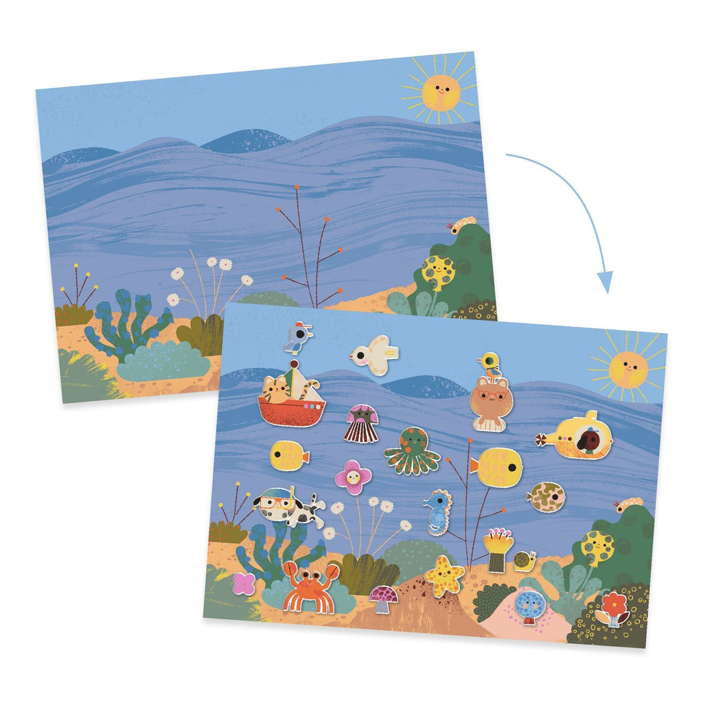 Stickerset met herbruikbare stickers - Summertime - Stickers en stickersets Djeco - In den Olifant