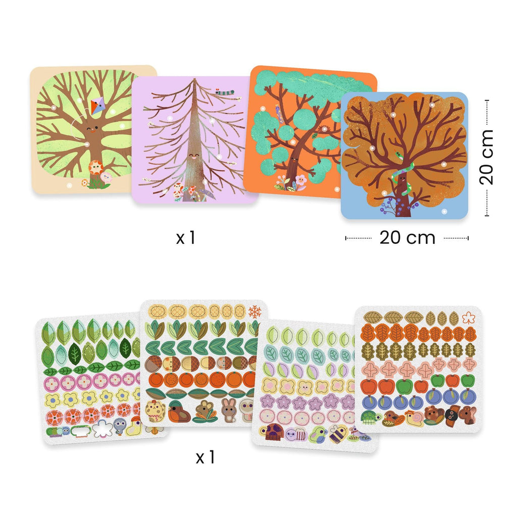 Stickerset met vilten stickers - Door de seizoenen heen - Stickers en stickersets Djeco - In den Olifant