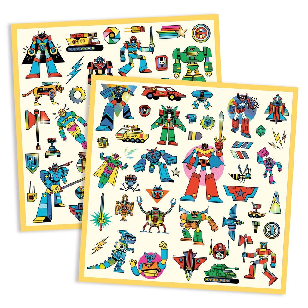 Stickerset Robots - set van 160 - Stickers en stickersets Djeco - In den Olifant