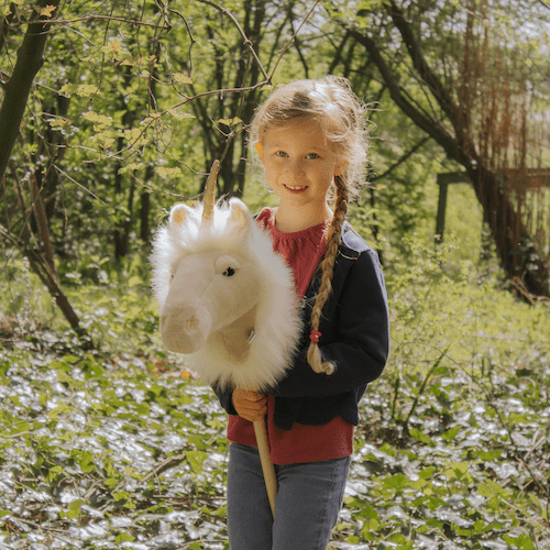 Stokpaardje - Stick Animal White Unicorn - Stokpaardjes Wild & Soft - In den Olifant