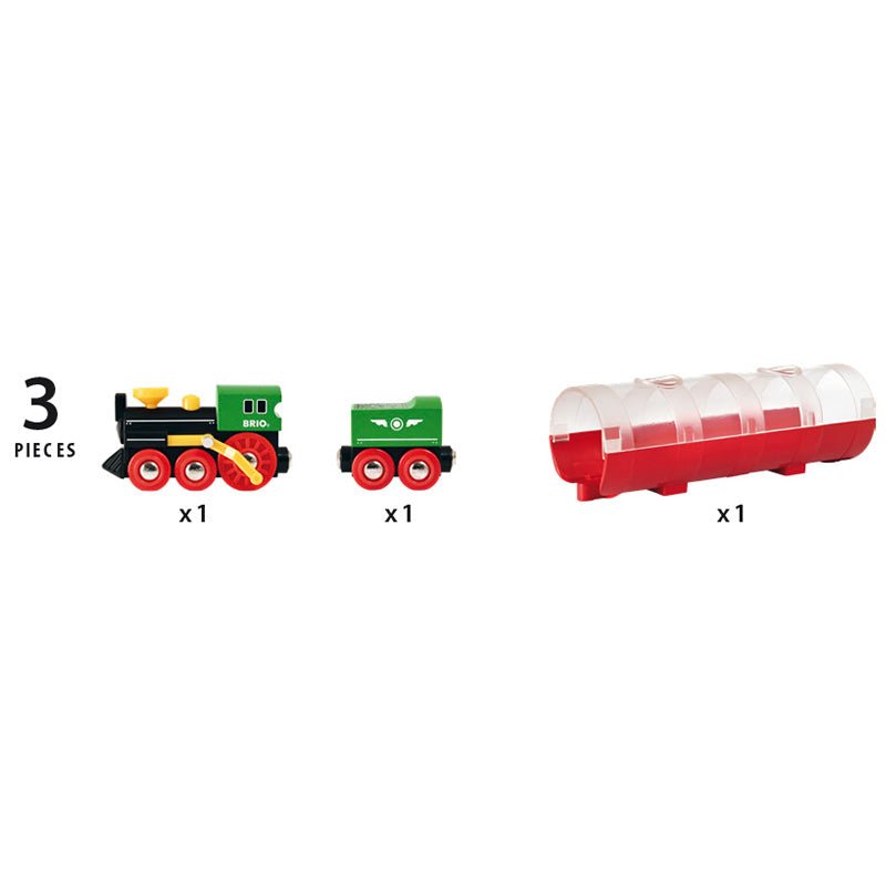 Stoomtrein & Tunnel - 3 onderdelen - Treinen Brio - In den Olifant