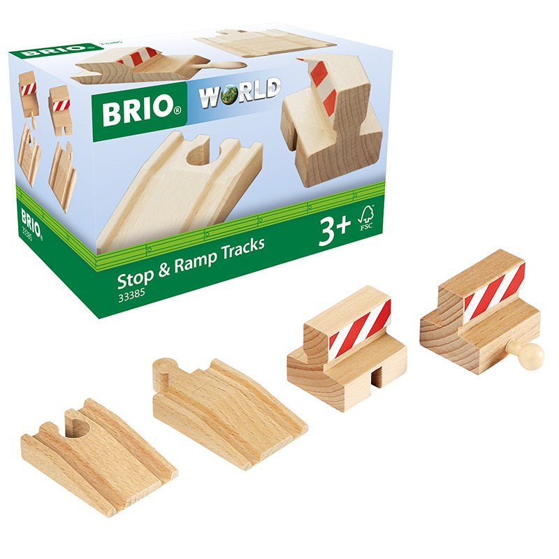 Stop & Ramp Tracks Uitbreidingsset - 4 onderdelen - Treinsporen en accessoires Brio - In den Olifant