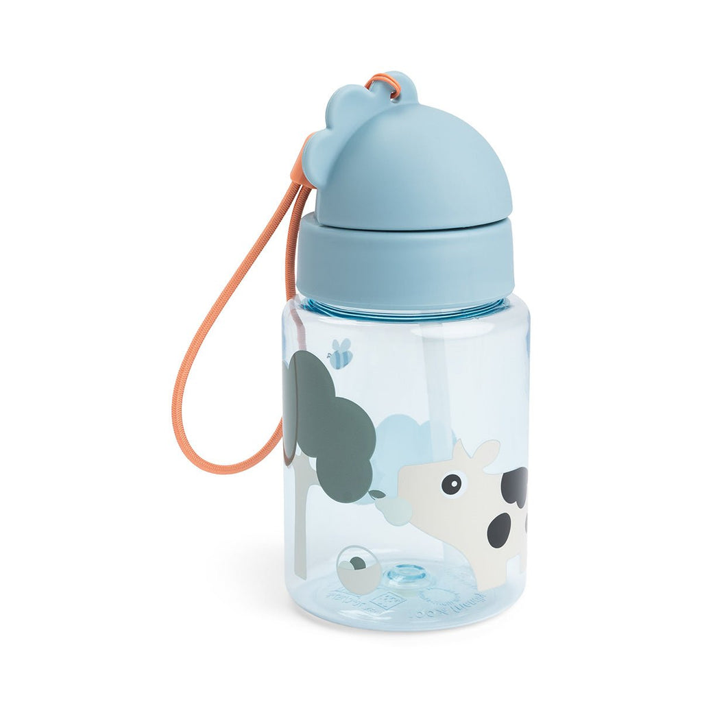 Straw bottle Tiny farm Blue 280 ml - Drinkflessen Done by Deer - In den Olifant