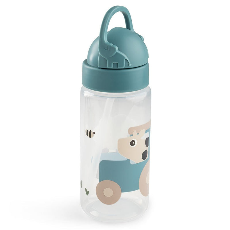 Straw bottle Tiny farm Blue 350 ml - Drinkflessen Done by Deer - In den Olifant