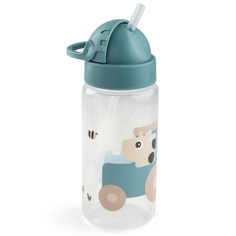 Straw bottle Tiny farm Blue 350 ml - Drinkflessen Done by Deer - In den Olifant