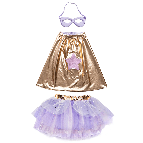 Superheldenkostuum Met Tutu En Masker Metallic Rose Gold Lilac