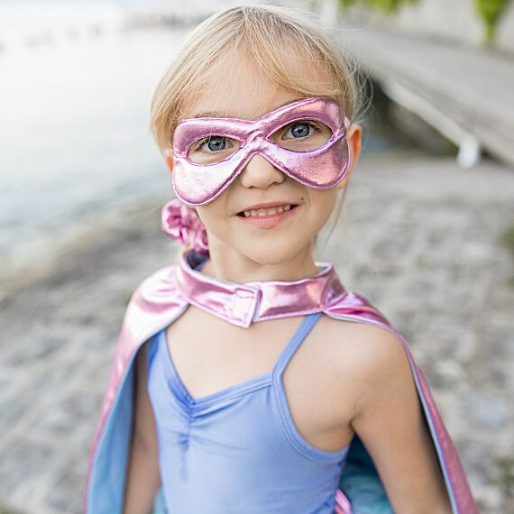 Superheldenkostuum Met Tutu En Masker Super - Duper Pink Light Blue - Verkleedcapes Great Pretenders - In den Olifant