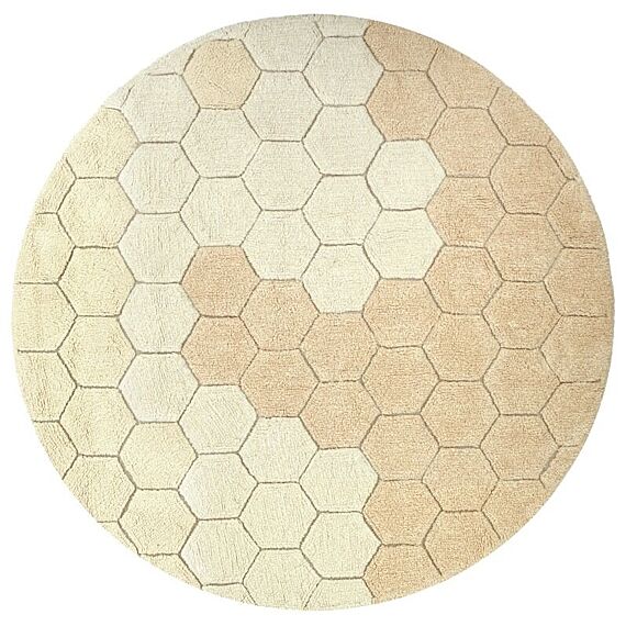 Wasbaar Rond Tapijt Honeycomb Golden - 140 Cm