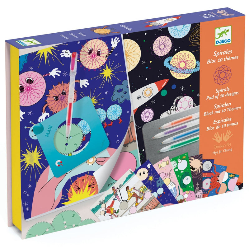 Tekenenset met spiralen met 10 thema's - Kleuren en tekenen Djeco - In den Olifant