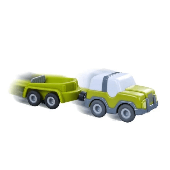 Terreinwagen met aanhanger - Kullerbü Knikkerbaan - Auto's en voertuigen Haba - In den Olifant