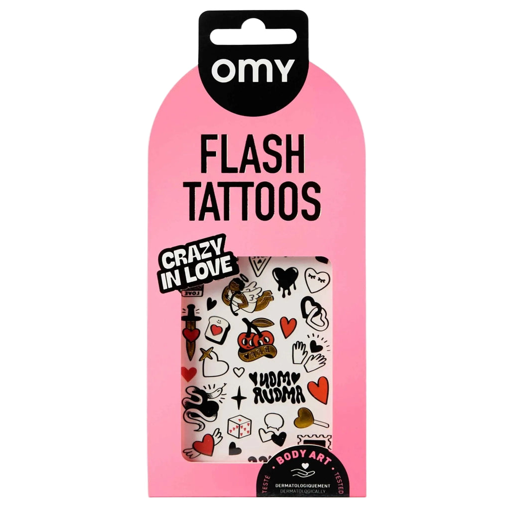 Tijdelijke Flash Tattoos - Crazy In Love - Kinderschmink en tattoos Omy - In den Olifant