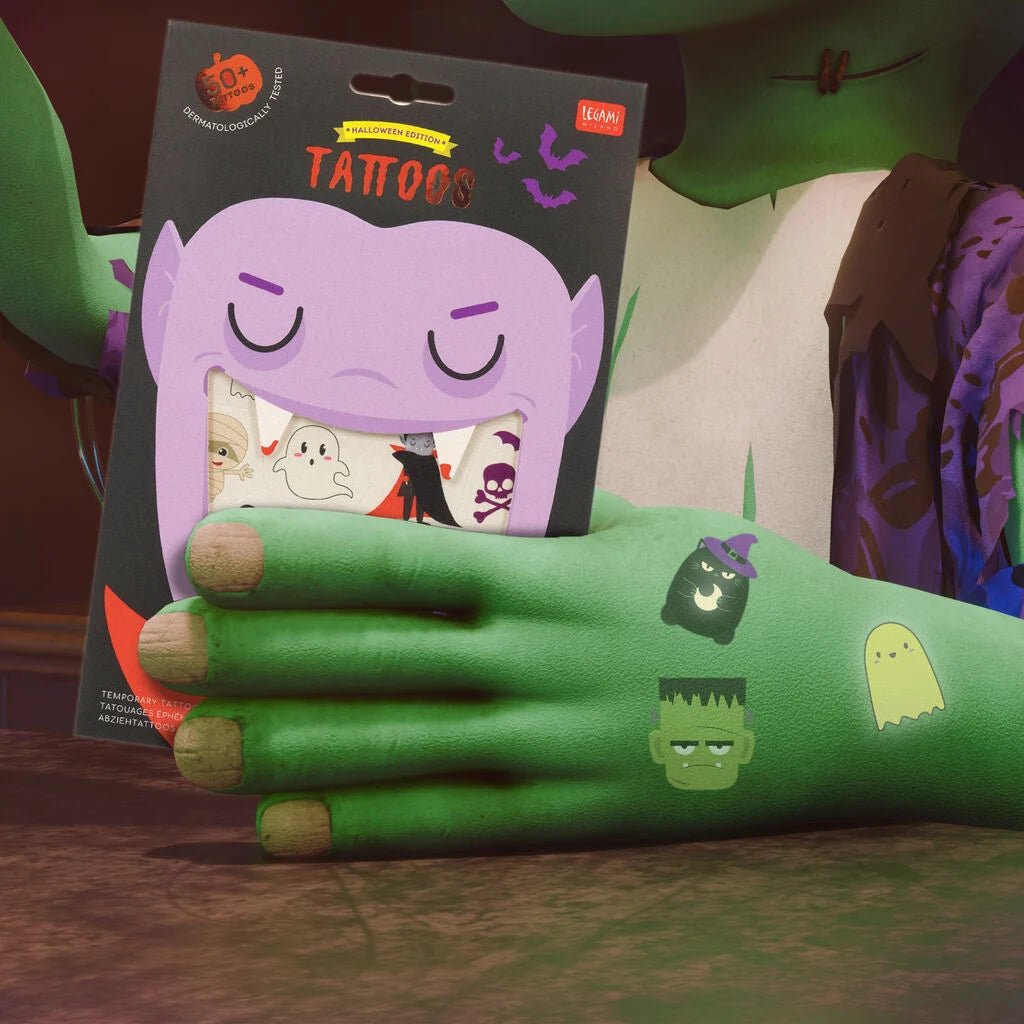 Tijdelijke tattoos met glow-in-the-dark effect - Halloween - Kinderschmink en tattoos Legami - In den Olifant
