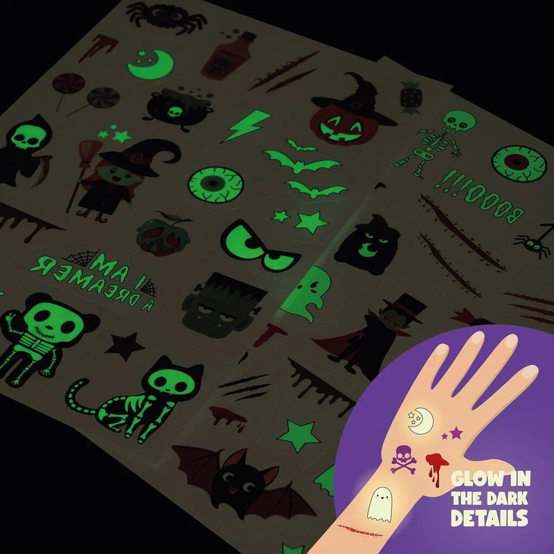 Tijdelijke tattoos met glow-in-the-dark effect - Halloween - Kinderschmink en tattoos Legami - In den Olifant