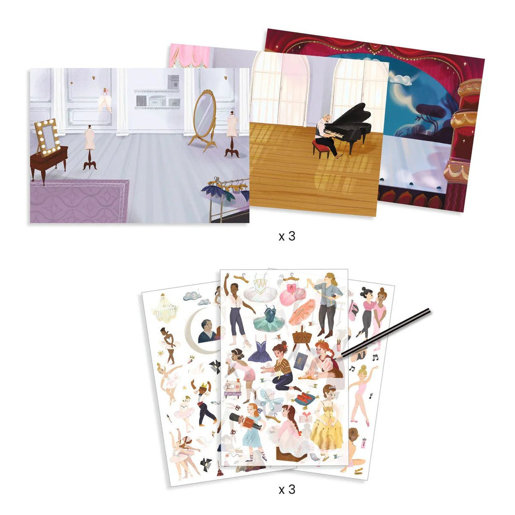 Transferstickers - Jonge balletdansers van de opera - Stickers en stickersets Djeco - In den Olifant