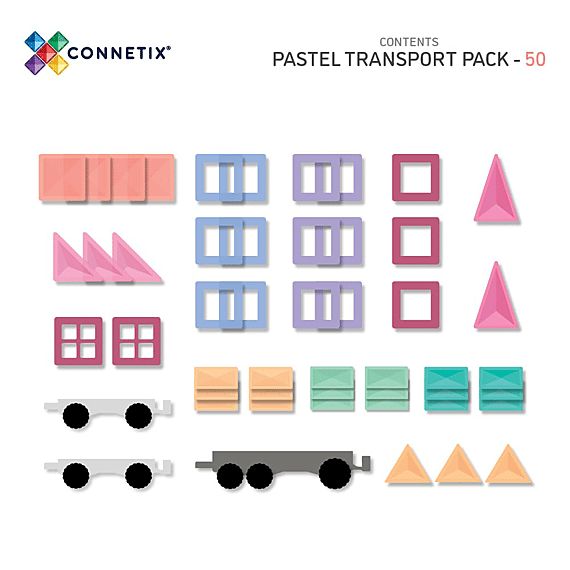 Magnetisch bouwspeelgoed Pastel Transport Pack | Set van 50