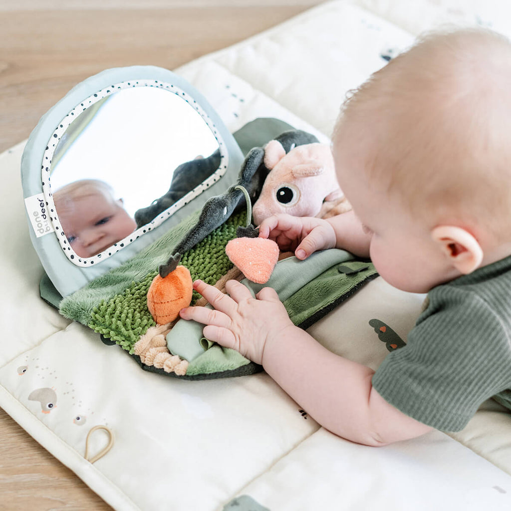 Tummy time sensory mirror Tiny farm Colour mix - Activiteitenspeelgoed Done by Deer - In den Olifant