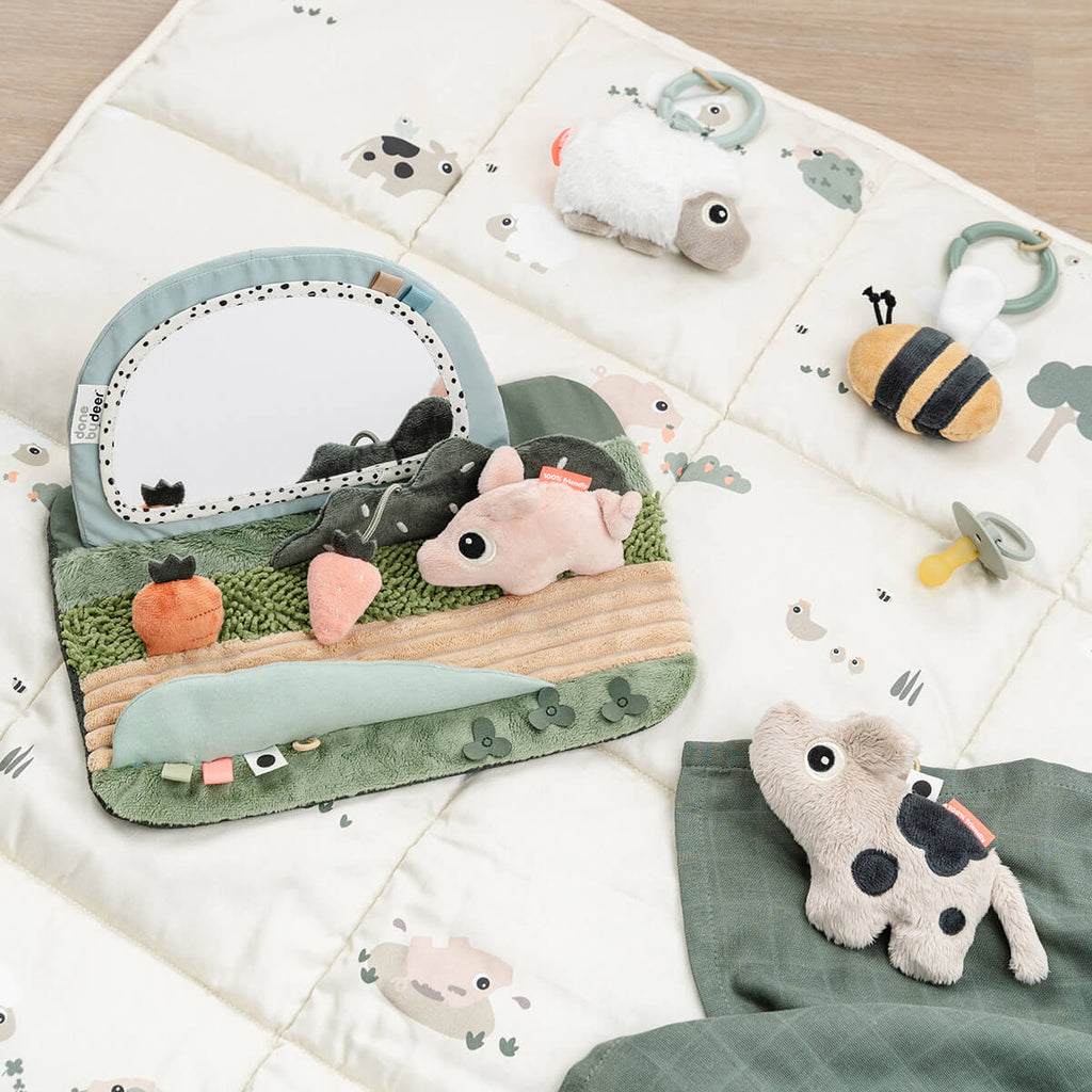 Tummy time sensory mirror Tiny farm Colour mix - Activiteitenspeelgoed Done by Deer - In den Olifant
