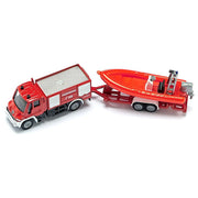 Unimog - brandweerwagen met boot - Auto's en voertuigen Siku - In den Olifant