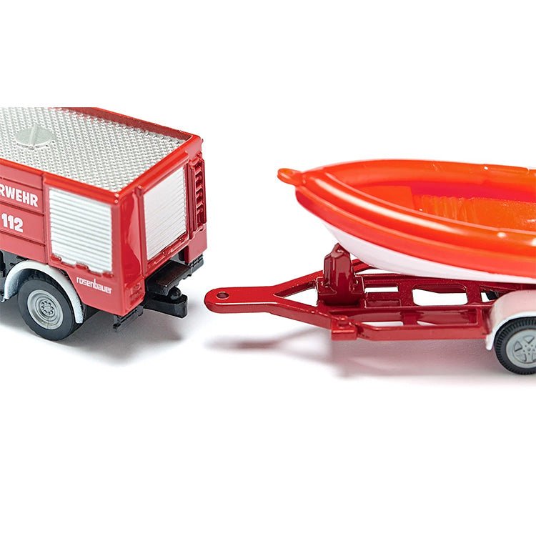Unimog - brandweerwagen met boot - Auto's en voertuigen Siku - In den Olifant