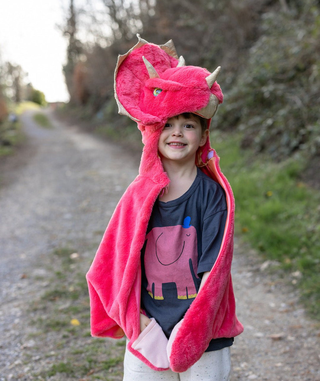 Verkleedcape Triceratops Cuddle Cape Red - Verkleedcapes Great Pretenders - In den Olifant