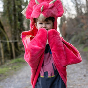 Verkleedcape Triceratops Cuddle Cape Red - Verkleedcapes Great Pretenders - In den Olifant