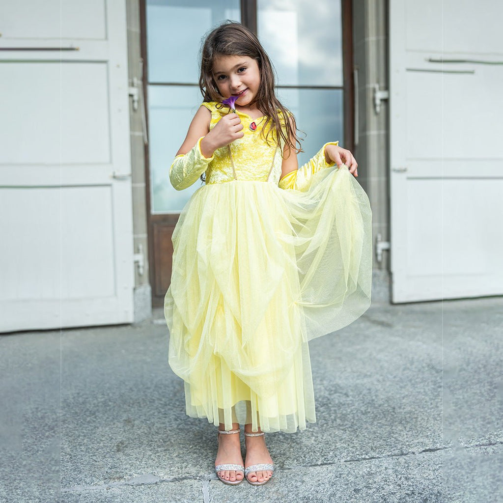 Verkleedjurk Velvety Soft Yellow Princess Gown with Arm Warmers - Verkleedjurken Great Pretenders - In den Olifant