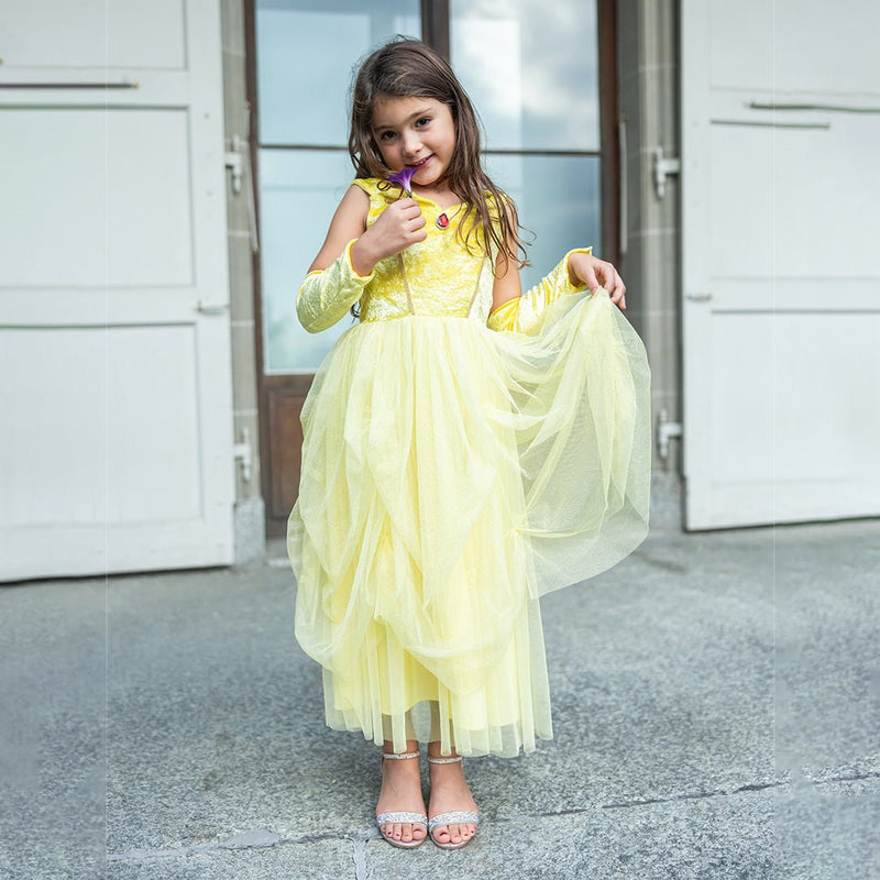 Verkleedjurk Velvety Soft Yellow Princess Gown with Arm Warmers - Verkleedjurken Great Pretenders - In den Olifant