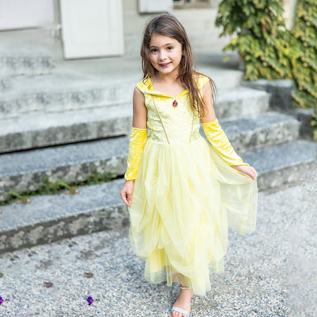 Verkleedjurk Velvety Soft Yellow Princess Gown with Arm Warmers - Verkleedjurken Great Pretenders - In den Olifant
