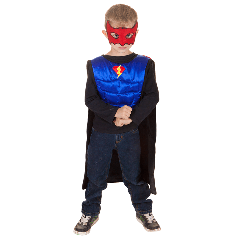 Verkleedkostuum Reversible Superhero Tunic Cape Mask - 4 tot 7 jaar - Verkleedkostuums Great Pretenders - In den Olifant