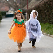 Verkleedkostuum Spooky Ghost Poncho - 1 tot 6 jaar - Verkleedcapes Great Pretenders - In den Olifant