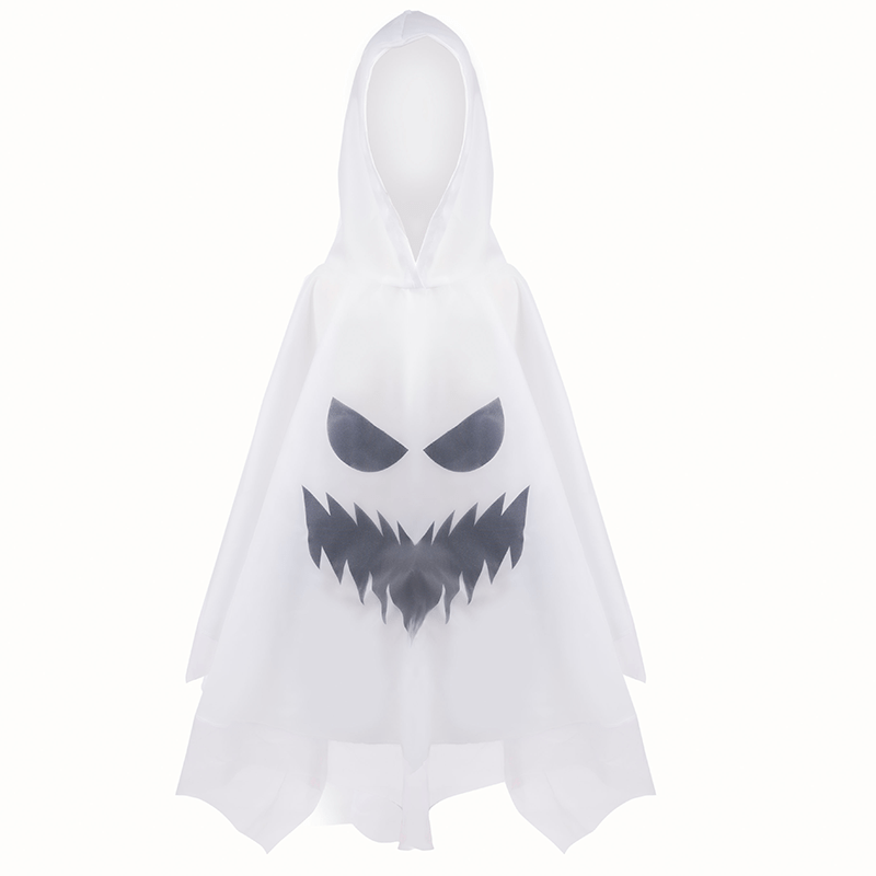 Verkleedkostuum Spooky Ghost Poncho - 1 tot 6 jaar - Verkleedcapes Great Pretenders - In den Olifant