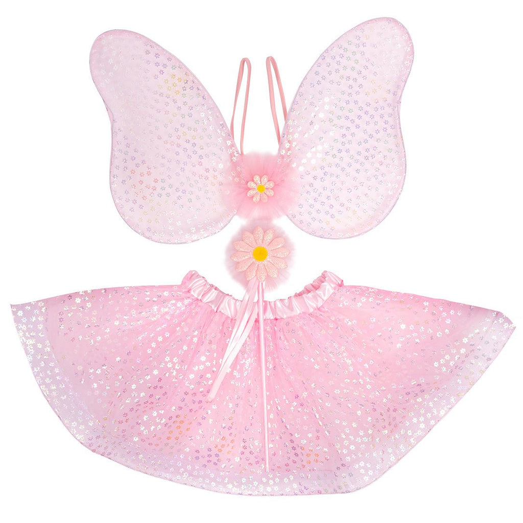 Verkleedset Crazy for Daises Tutu with Wings & Wand - 4 tot 6 jaar - Verkleedvleugels en rokje Great Pretenders - In den Olifant