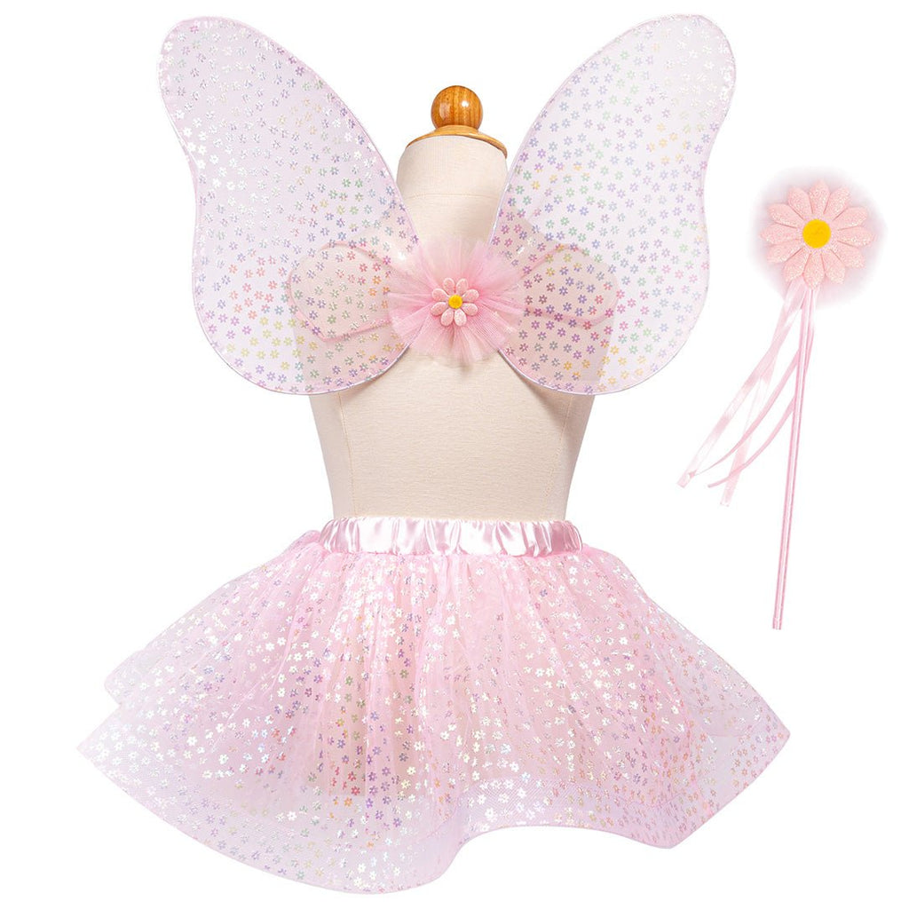 Verkleedset Crazy for Daises Tutu with Wings & Wand - 4 tot 6 jaar - Verkleedvleugels en rokje Great Pretenders - In den Olifant