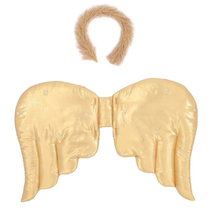 Verkleedset Gold Quilted Angel Wings - 3 tot 6 jaar - Verkleedvleugels en rokje Meri Meri - In den Olifant