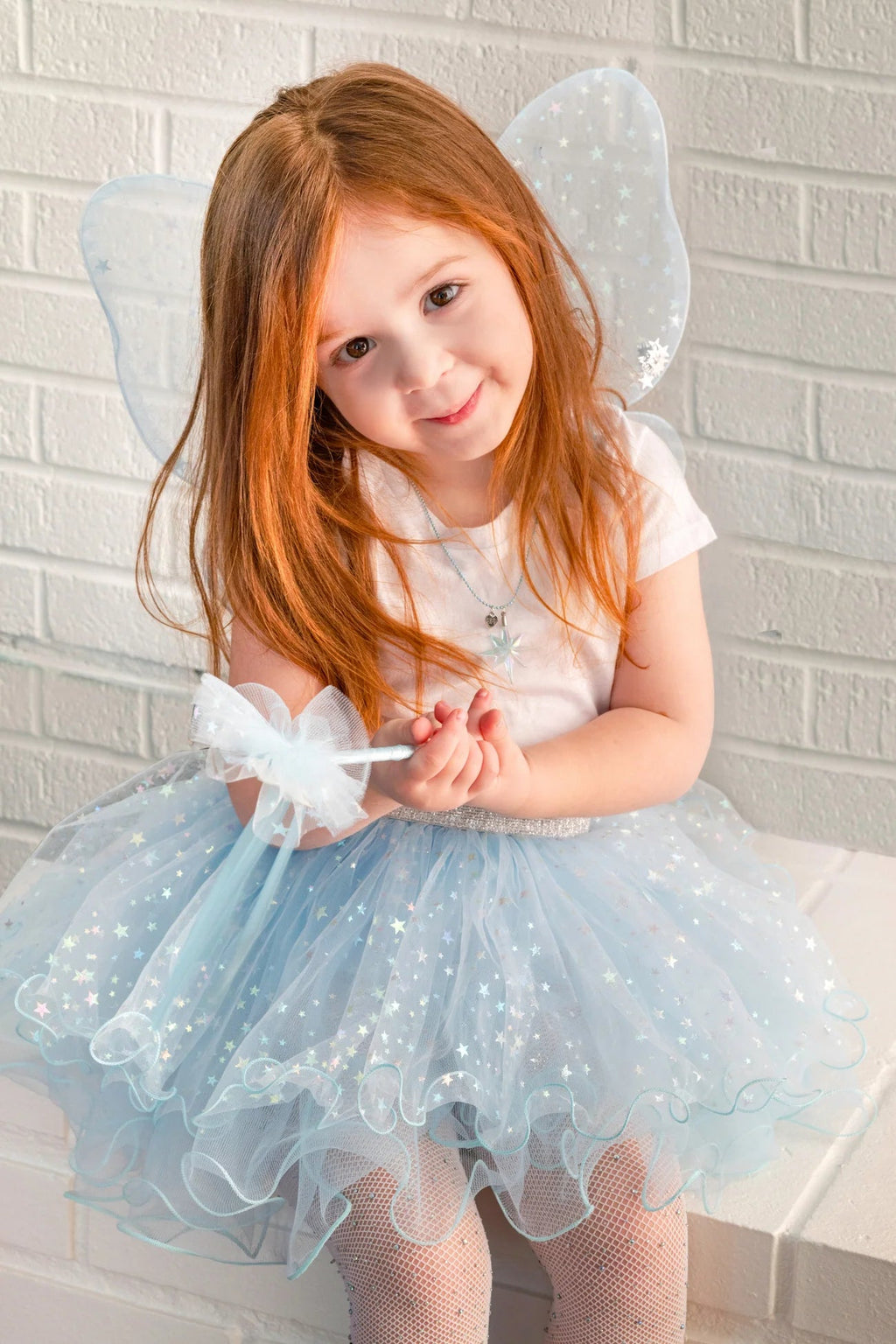 Verkleedset Iridescent Celestial Fairy Wings with Tutu, & Wand - Verkleedvleugels en rokje Great Pretenders - In den Olifant